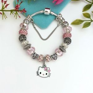 Hello Kitty 925 Sterling Silver Charm Bracelet NEW